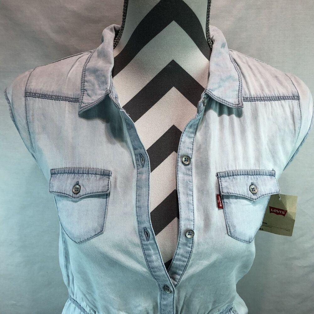 Levis Girls Youth Light Blue One 1 Piece Button Up Dress Large 12-13 Years SSS20